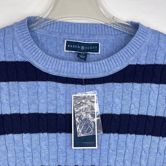 Karen Scott Navy & Blue Stripe Sweater Size: XS - Picture 2 of 3
